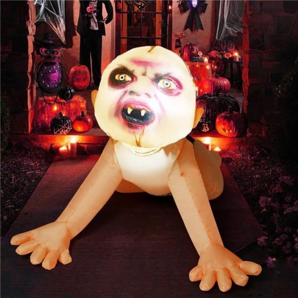 4 FT Halloween Inflatable Blow Up Zombie Baby with Built-in...